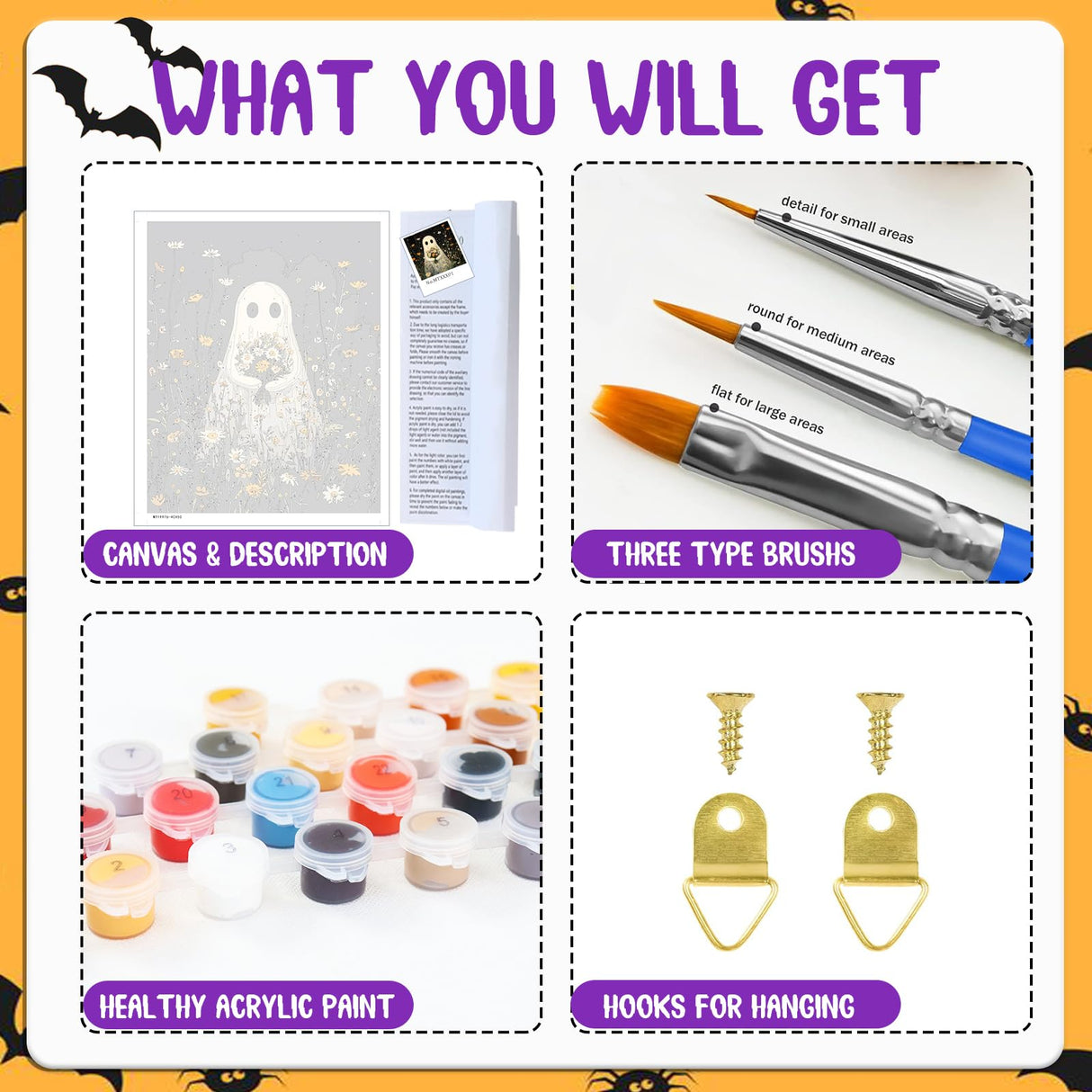 Halloween Paint by Numbers Kit for Adults, Ghost Paint by Number for Adults on Canvas, Acrylic Ghost Halloween Paint by Number for Adult Beginners for Gift Home Decor 16x20 Inch hkejoi