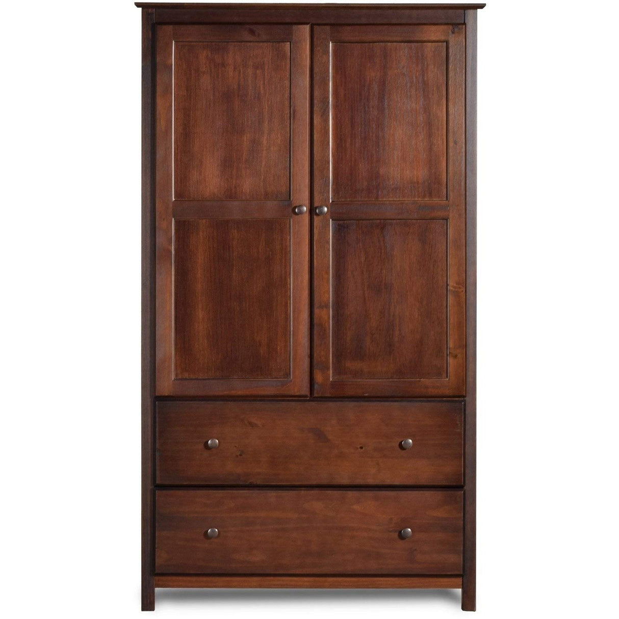 Grain Wood Furniture Shaker 2-Door Wardrobe, Solid Wood with Cherry Finish Grain Wood Furniture