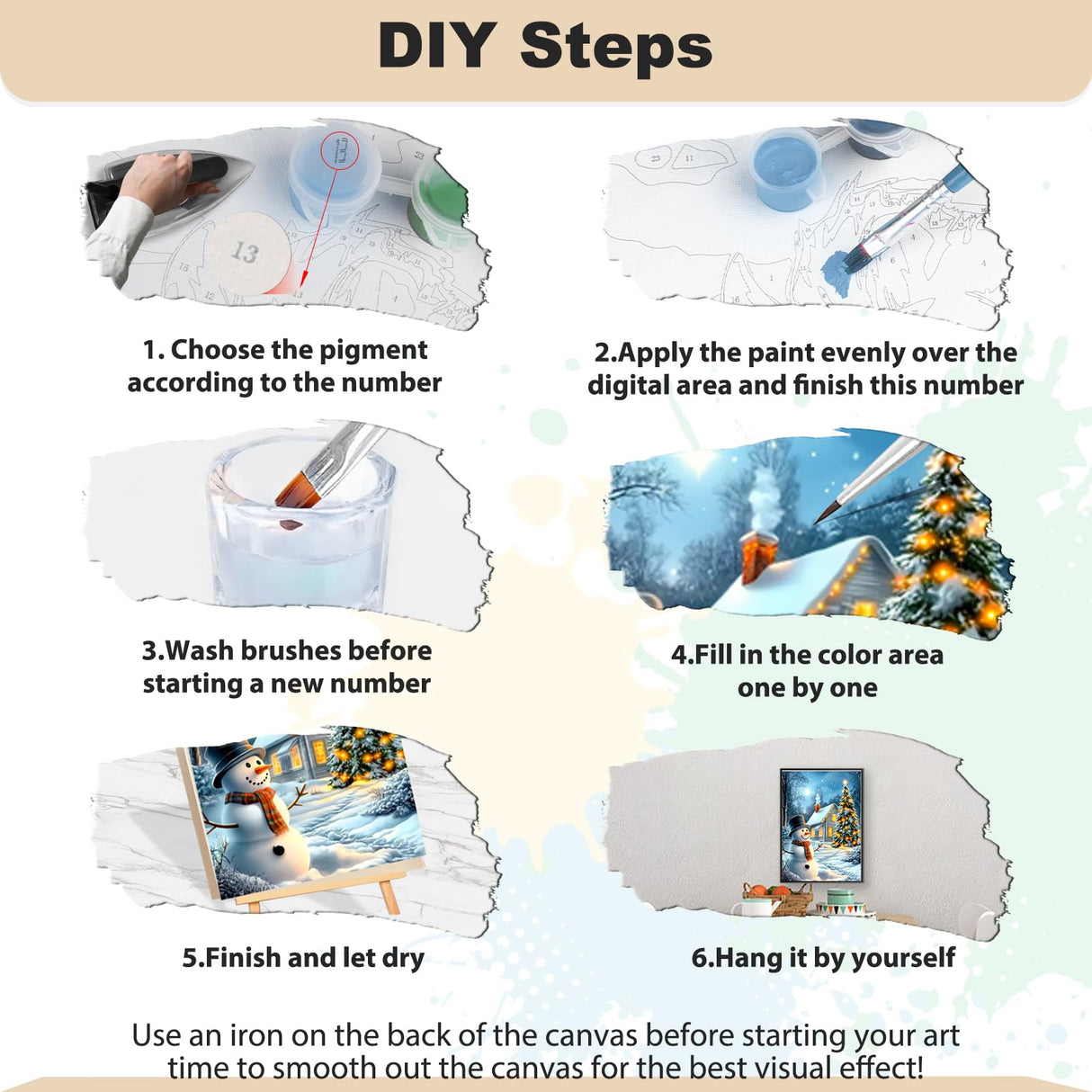 EOBROMD Christmas Paint by Numbers Kits for Adults, Snowman DIY Kits Crafts for Beginner on Canvas, Christmas 3 Brushes and Acrylic Paint for Home Decor 16x20inch(Without Frame) EOBROMD