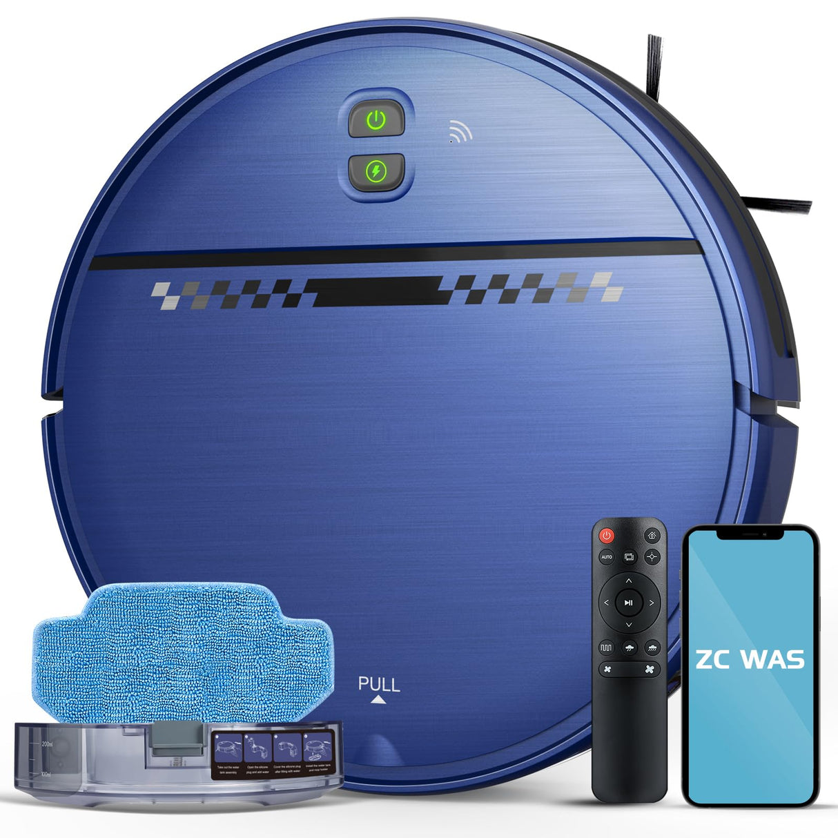 ZC WAS Robot Vacuum and Mop Combo, 2-in-1 Robot Vacuum Cleaner, Perfect for Pet Hair, Hard Floor and Carpet, Anti-Bump, Anti-Fall, App, Voice and Remote Control ZC WAS