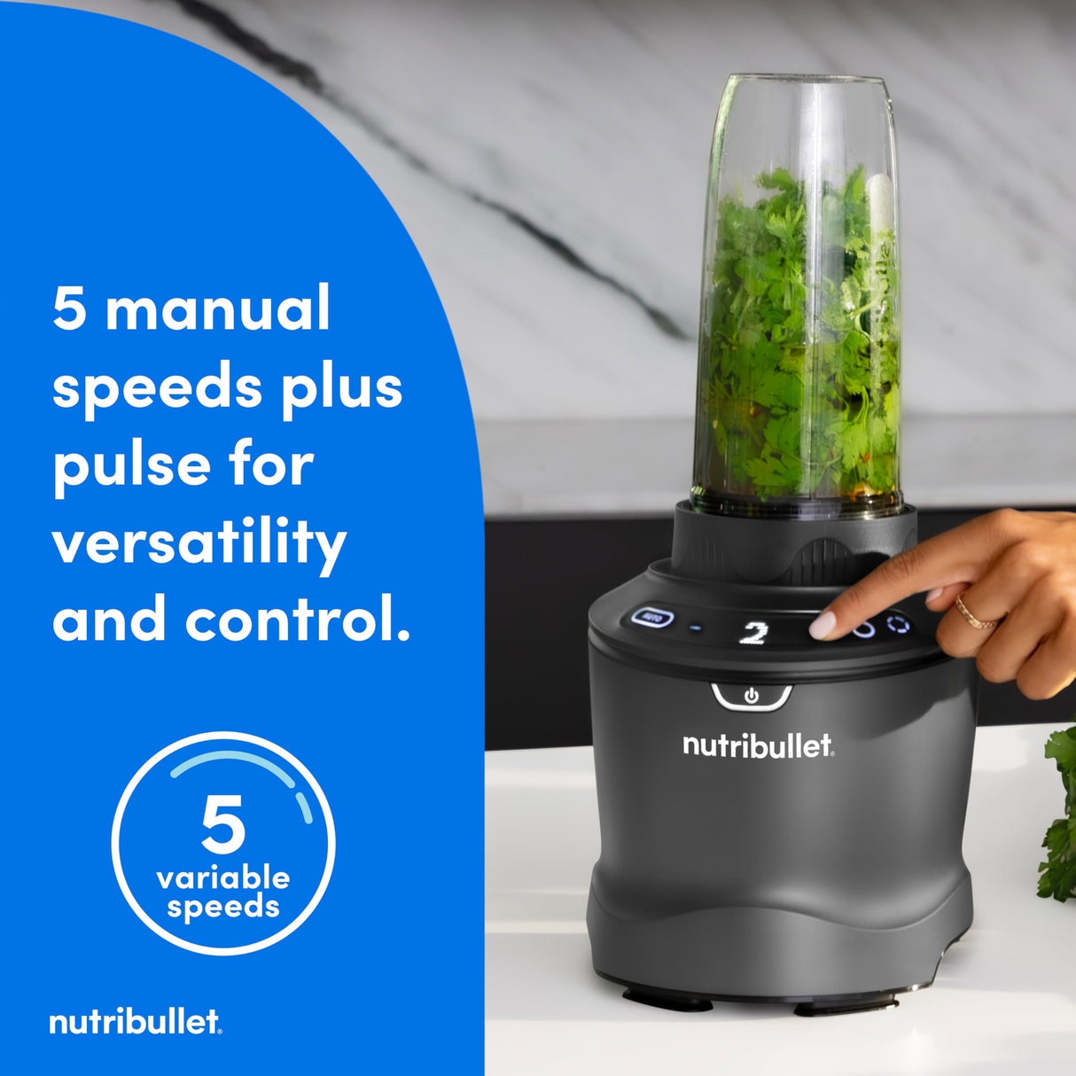 nutribullet SmartSense Blender Combo, 5-speed blender, 1400 Watt Gunmetal Gray NutriBullet
