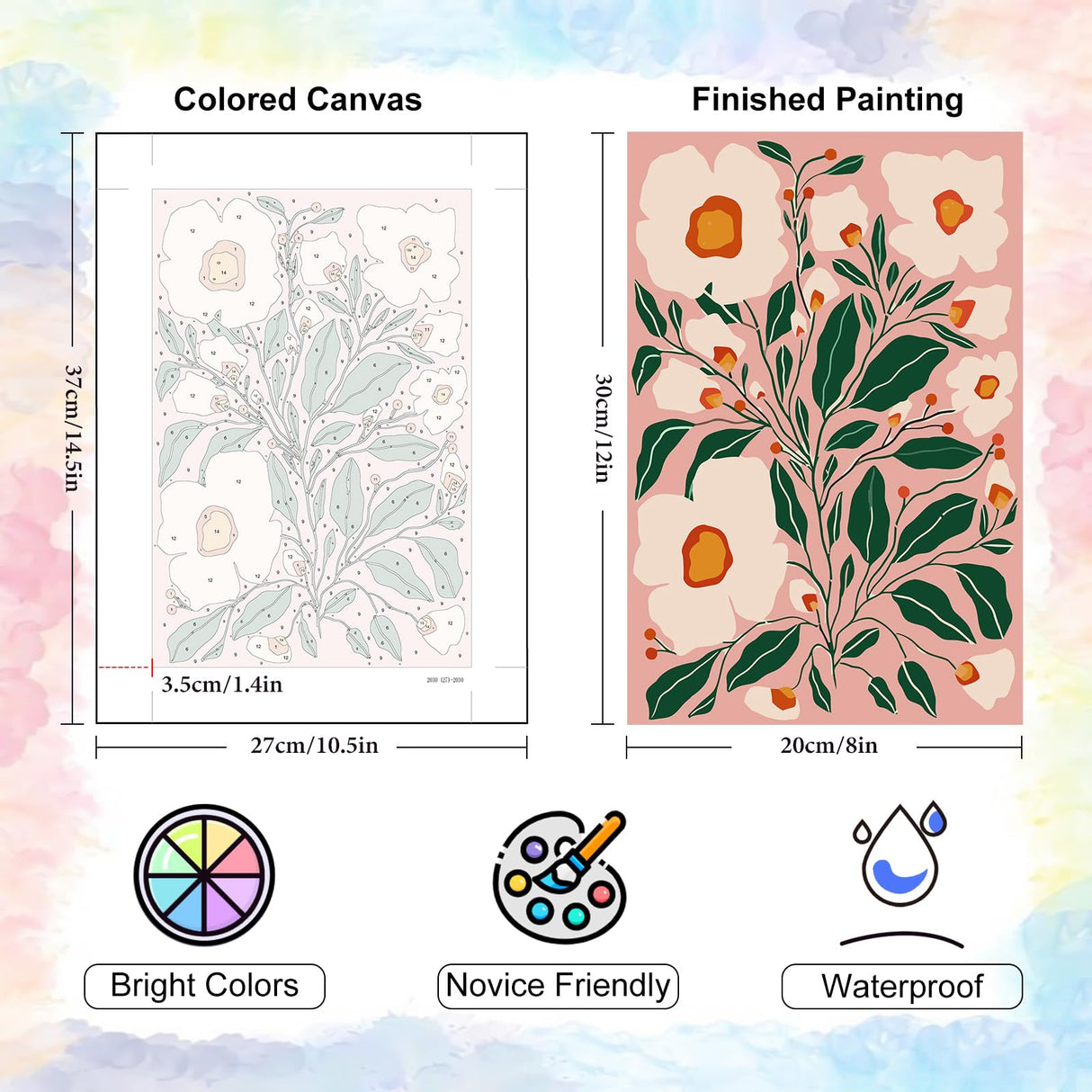 Yezavesu 6 Pack Paint by Numbers Kit for Adults Beginner 8x12 Inch, Flowers Adult Paint by Number Kits on Canvas Without Frame, DIY Acrylic Easy Flower Painting by Numbers for Home Wall Decor Gift Yezavesu