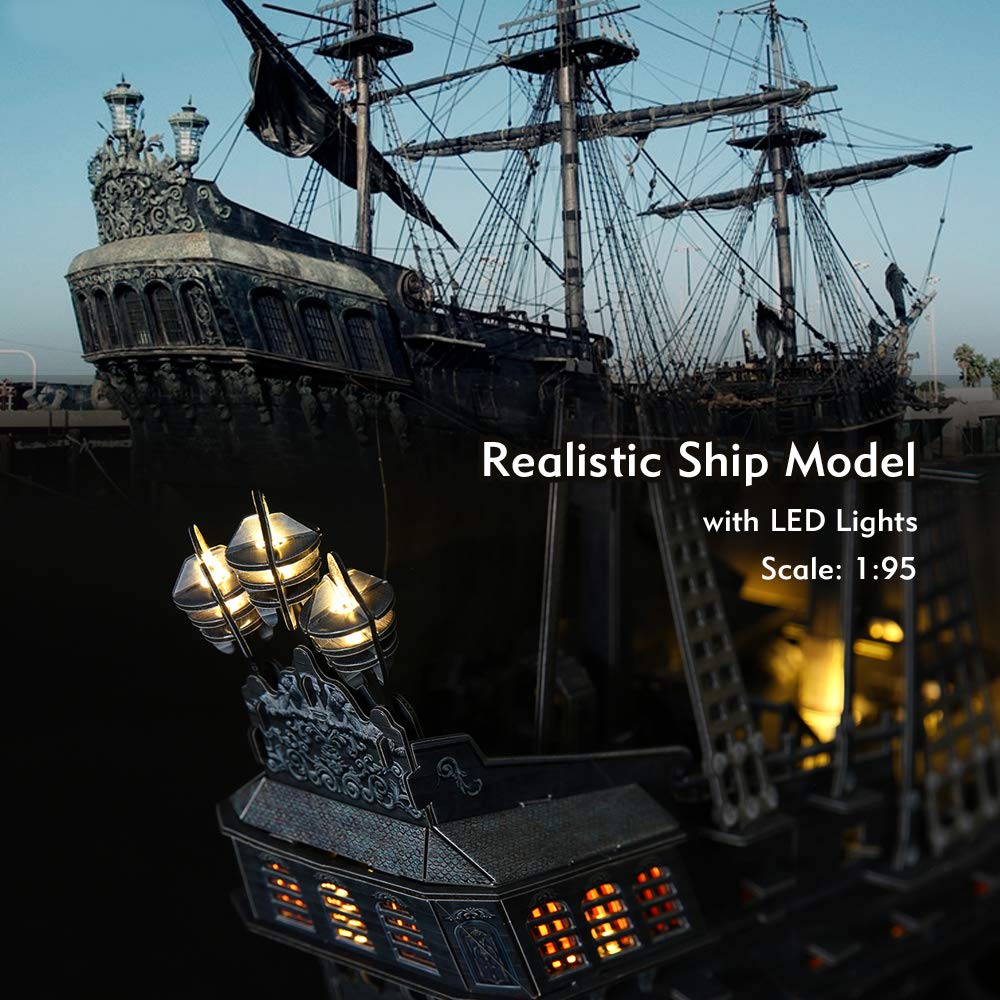 3D Puzzles for Adults Home Decor Pirate Ship Gifts for Men Women Model Kits Brain Teaser Puzzles for Adults Teacher Gifts,Queen Anne's Revenge 340 Pcs CubicFun