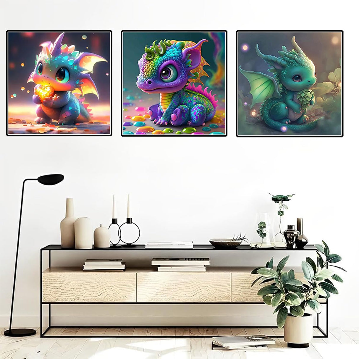 VeGuude RYMILIE Diamond Painting Kits for Adults - 6 Pack Little Dragon DIY 5D Diamond Art Kits Full Drill Diamond Dots Paintings with Diamonds Gem Art and Crafts Home Decor 12x12inch VeGuude