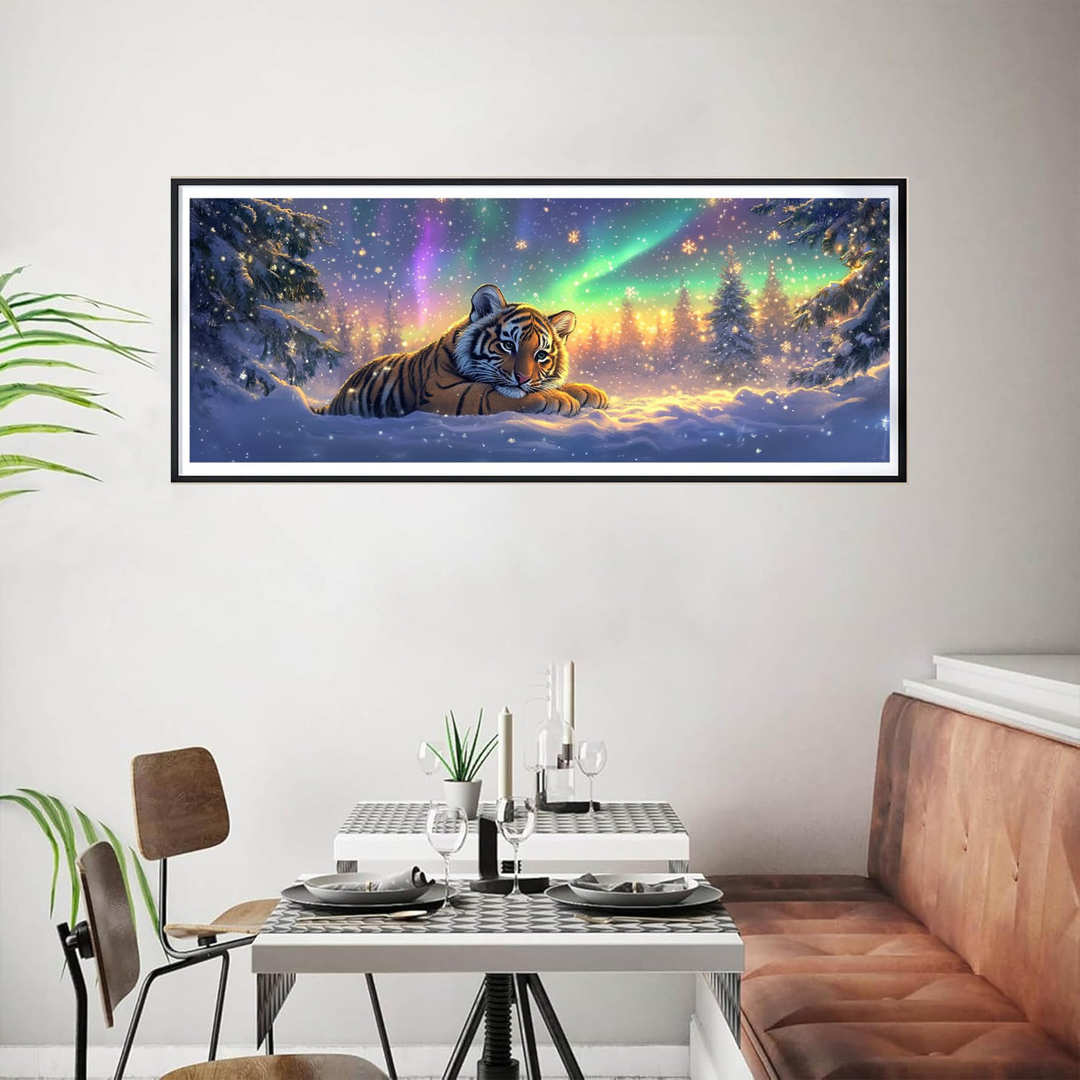 Bimkole Large Diamond Art Kits for Adults Tiger, Full Drill 5D DIY Rhinestone Embroidery Set Paint with Diamonds Art Aurora by Number Kits Cross Stitch Home Wall Craft Decoration 31.5x11.81 Inch Bimkole