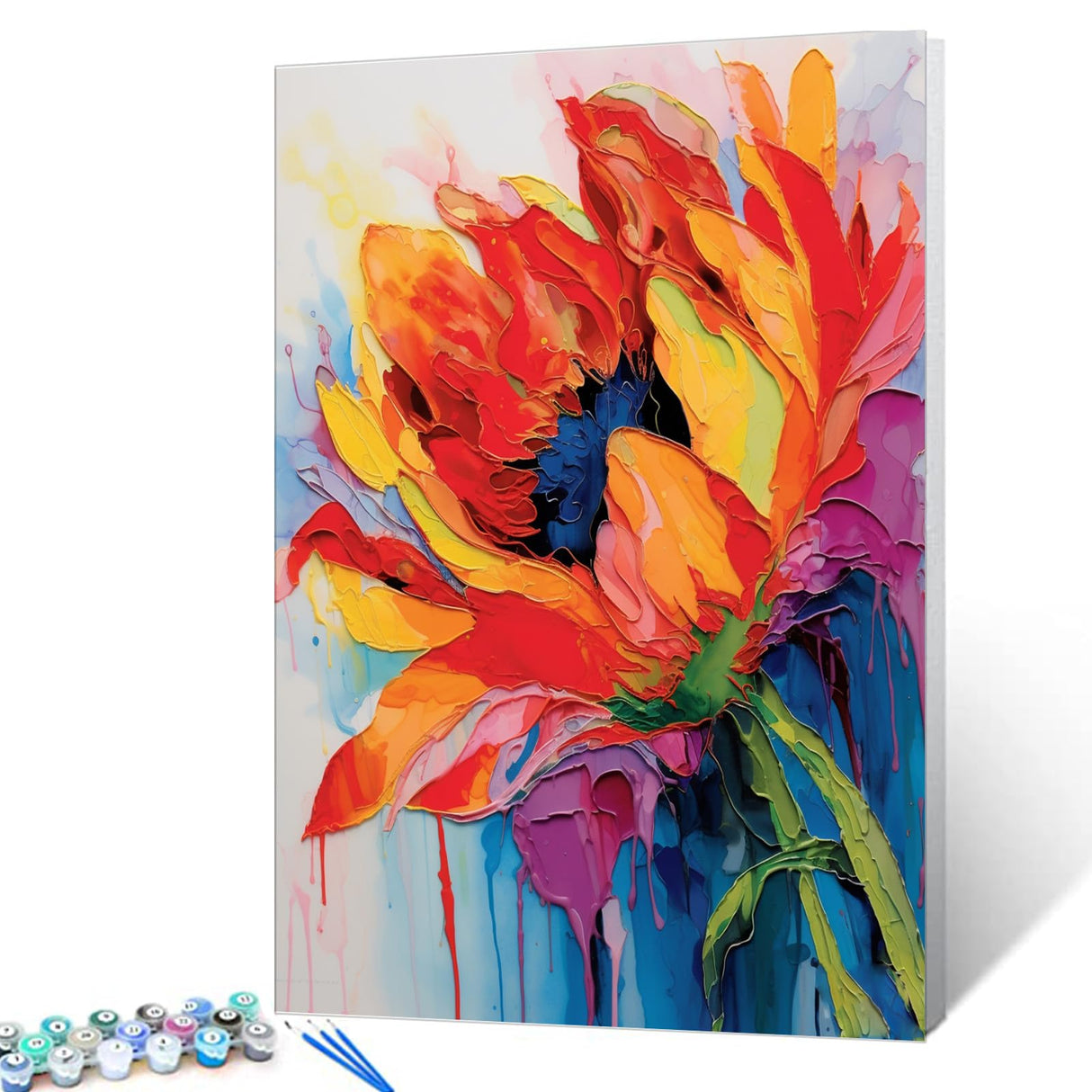 Tulip Flower Paint by Number for Adult,Abstract Graffiti Painting by Number Kits On Canvas, DIY Oil Painting Acrylic Paints,leafage Paint by Numbers for Adults and Kids Beginner(without frame) Aihonmin
