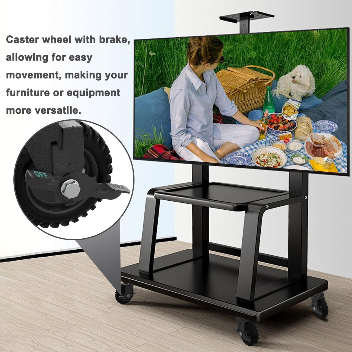 Heavy Duty Caster Wheel 6 Inch,Plate Caster Swivel 2 Pack 500lb Capacity,Solid Rubber,Cast Iron,Brake Casters for Flat Carts,Workbench,Dolly,Trolley Vandersum