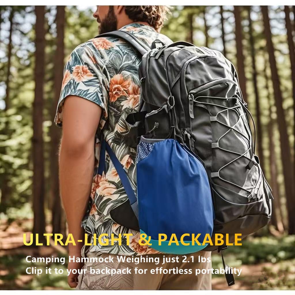 Camping Hammocks, Double & Single Hammock with Tree Straps,Portable Lightweight Parachute Nylon Camping Gear for Outside Hiking Beach Backpack Survival Travel- Up to 500lbs Ovyuzhen