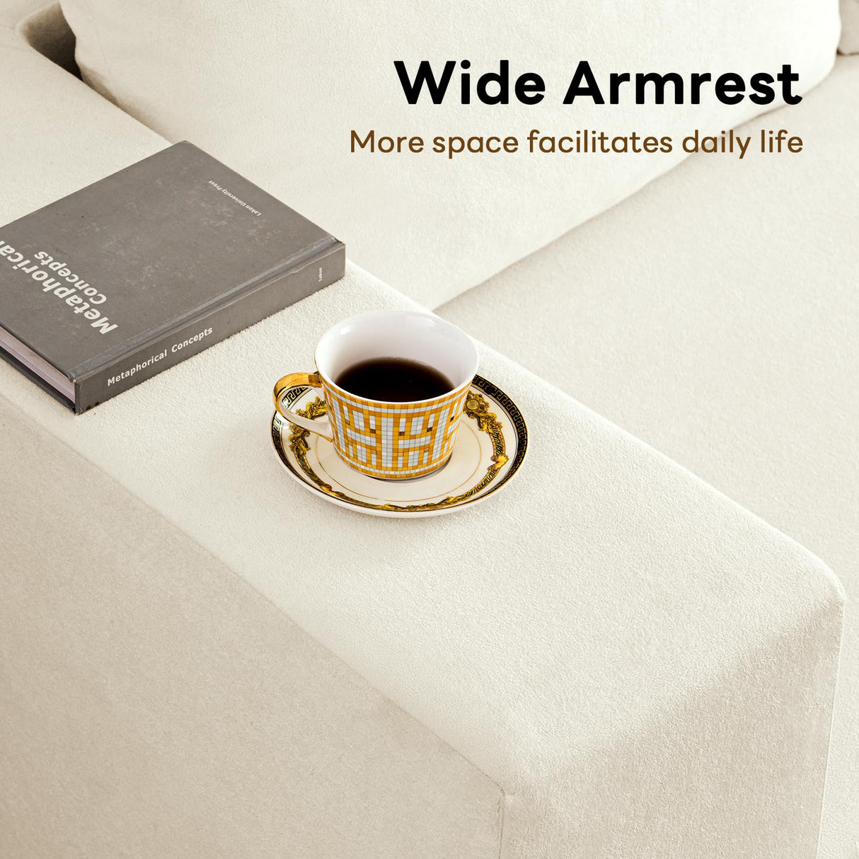 Vamcheer Modular Sectional Sofa with Chaise, Modern L Shaped Cloud Couch with Deep Seat, Sectional Couches for Living Room, Bedroom, Office, No Assembly Required, Cream Vamcheer