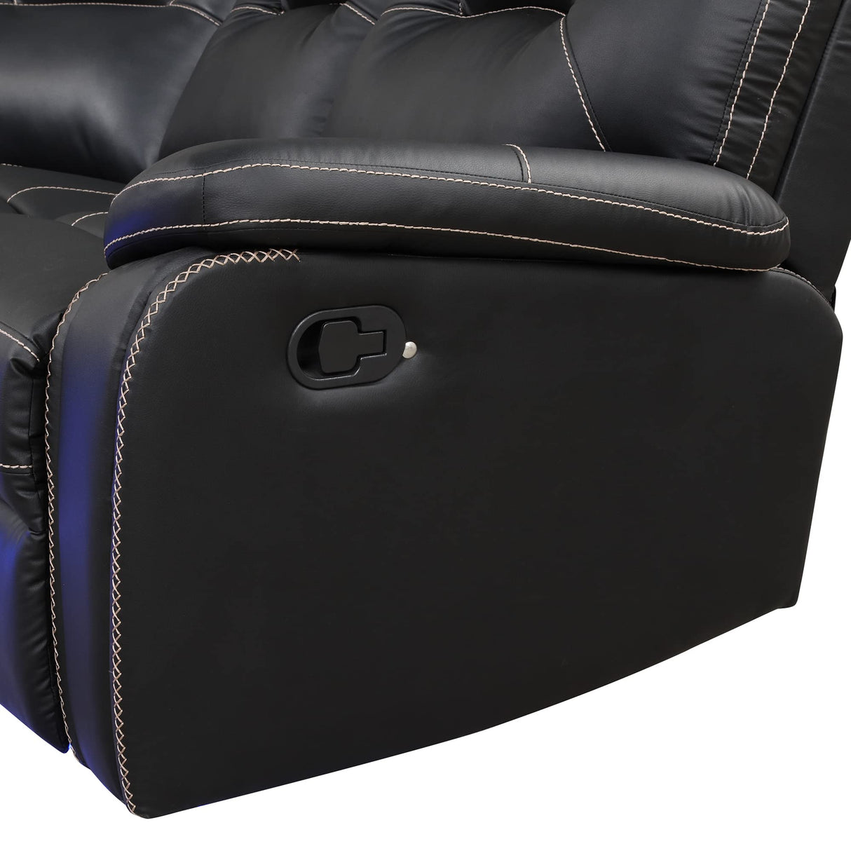 Favfurish 102.36" Home Theater Seating Seats, Movie Theater Chairs with Center Console with LED Light Strip,Living Room Furniture Set,PU Symmetrical Couch with 2 Cup Holders and Storage,Black Favfurish