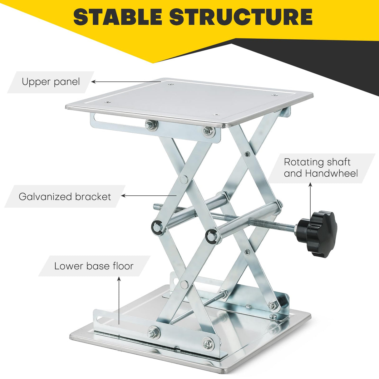 Acymner 8" x 8" Lift Table Lab Scissor Stand Platform | Stainless Steel Laboratory Lift Stand, Lab Lift Stand Table Lifting Jack Platform, Expandable Lift Height Range 3.3"/85mm to 11"/280mm Acymner