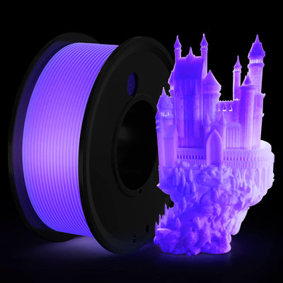 FAHKNS 3D Printer Filament PLA Glow in The Dark 1.75mm 3-D Printing Materials Purple Print Filiment 1.75 mm Dimensional Accuracy ±0.05mm Filimate Vacuum Pack 1KG Spool Fillament FDM Fillamentum Rolls