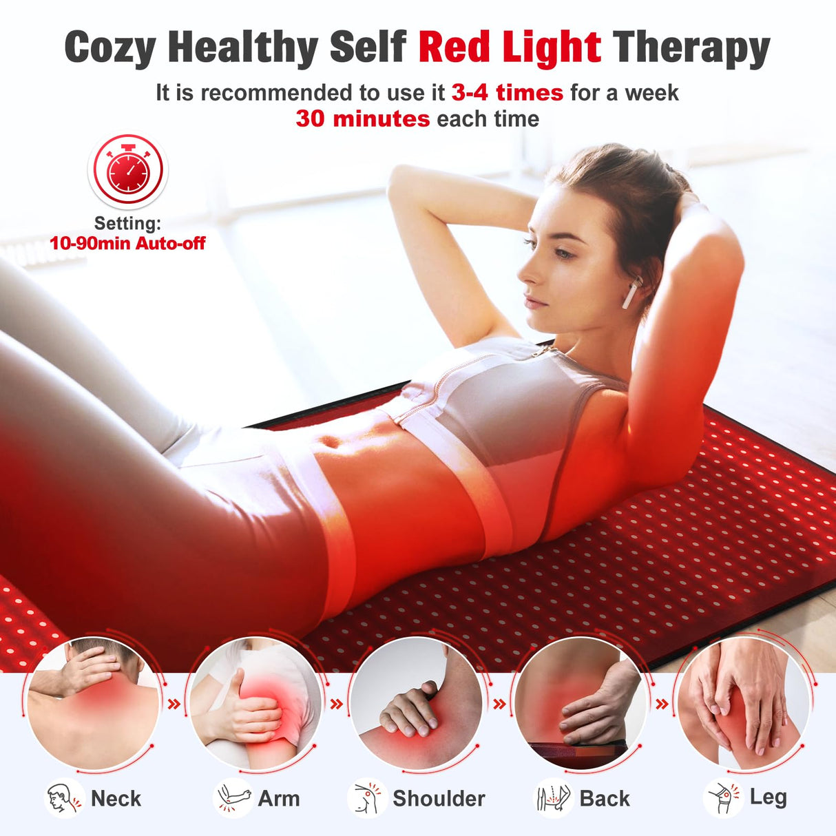 Red Light Therapy Mat for Body, 71"x 31" Red Light Therapy Blanket Red Near Infrared 660nm 850nm Full Body Pad, 1280 LEDs Infrared Light Therapy for Body for Pain Relief, Improved Sleep GMOWNW