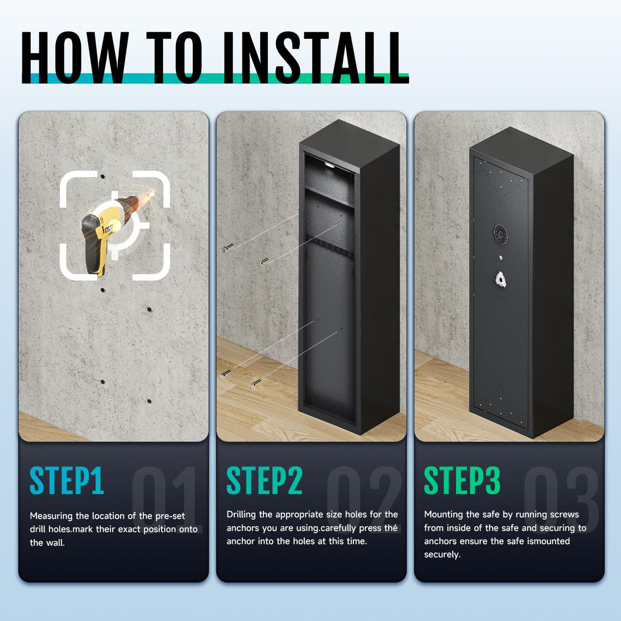 KAER 12-15 Gun Safe, Rifle Safe, Gun Safe for Rifles and Pistols, Gun Cabinet, Gun Safes for Rifles with Adjustable Gun Racks & Shelf, Large Digital Gun Locker, Suitable for AR15 KAER