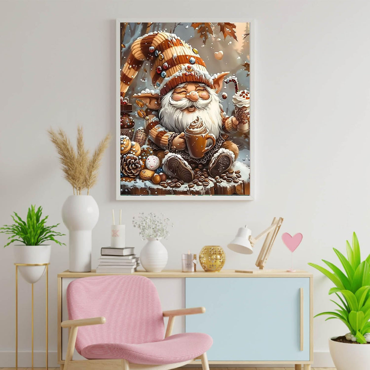Santa gnome Paint by Numbers Winter Snow Forest DIY Painting by Number on Canvas Christmas gnome Painting by Numbers for Adults and Beginner Holiday Thanksgiving Day Decor 16x20 Inch(Without Frame) Generic