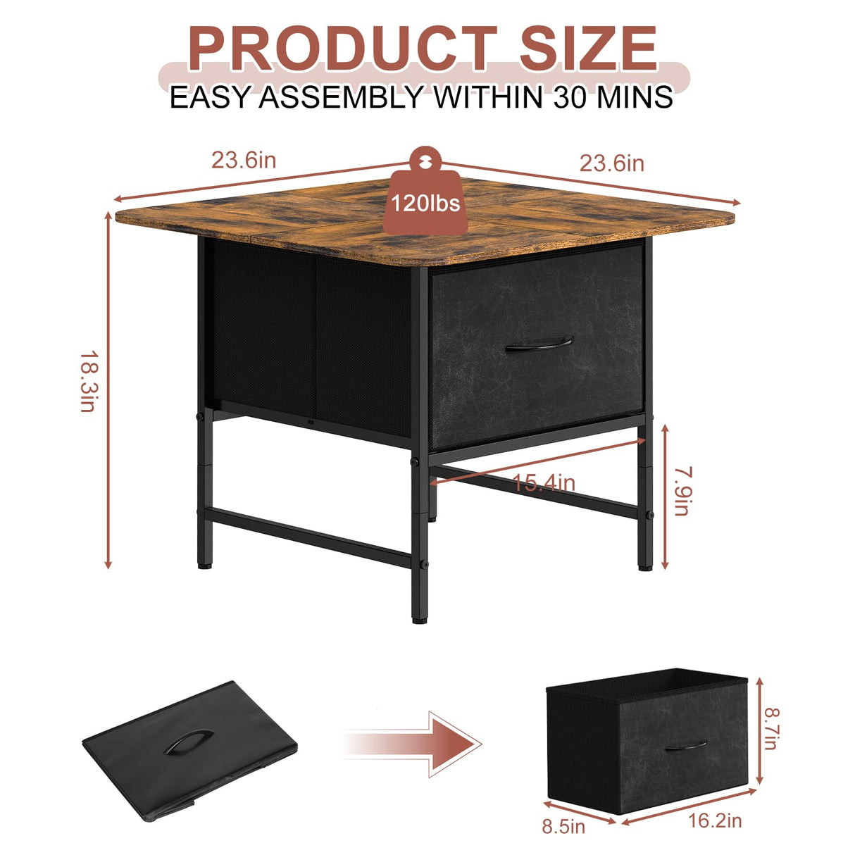 Shinoske Square Coffee Table with Storage Drawer,Small Coffee Tables for Living Room,2-Tier Farmhouse Center Table with Round Corners for Small Space,Small Apartment,Office,Rustic Brown Shinoske