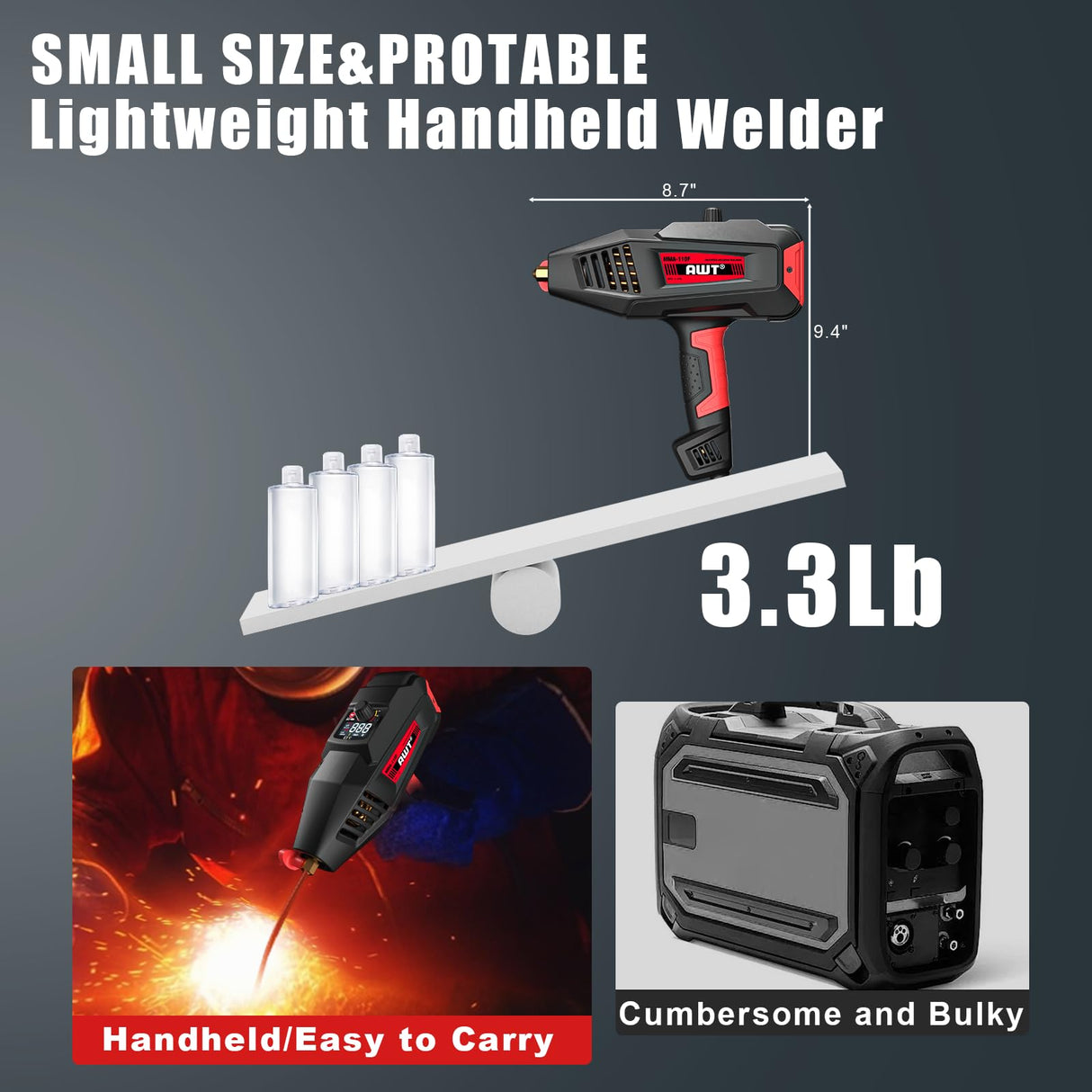 AWT Welding Machine Handheld,110V 90Amp ARC Welder Hand Held Welder Machine,Digital Display IGBT Inverter Welder Portable MMA Welder Machine,Welding Tool Set and Toolbox,Ideal for Home DIY AWT
