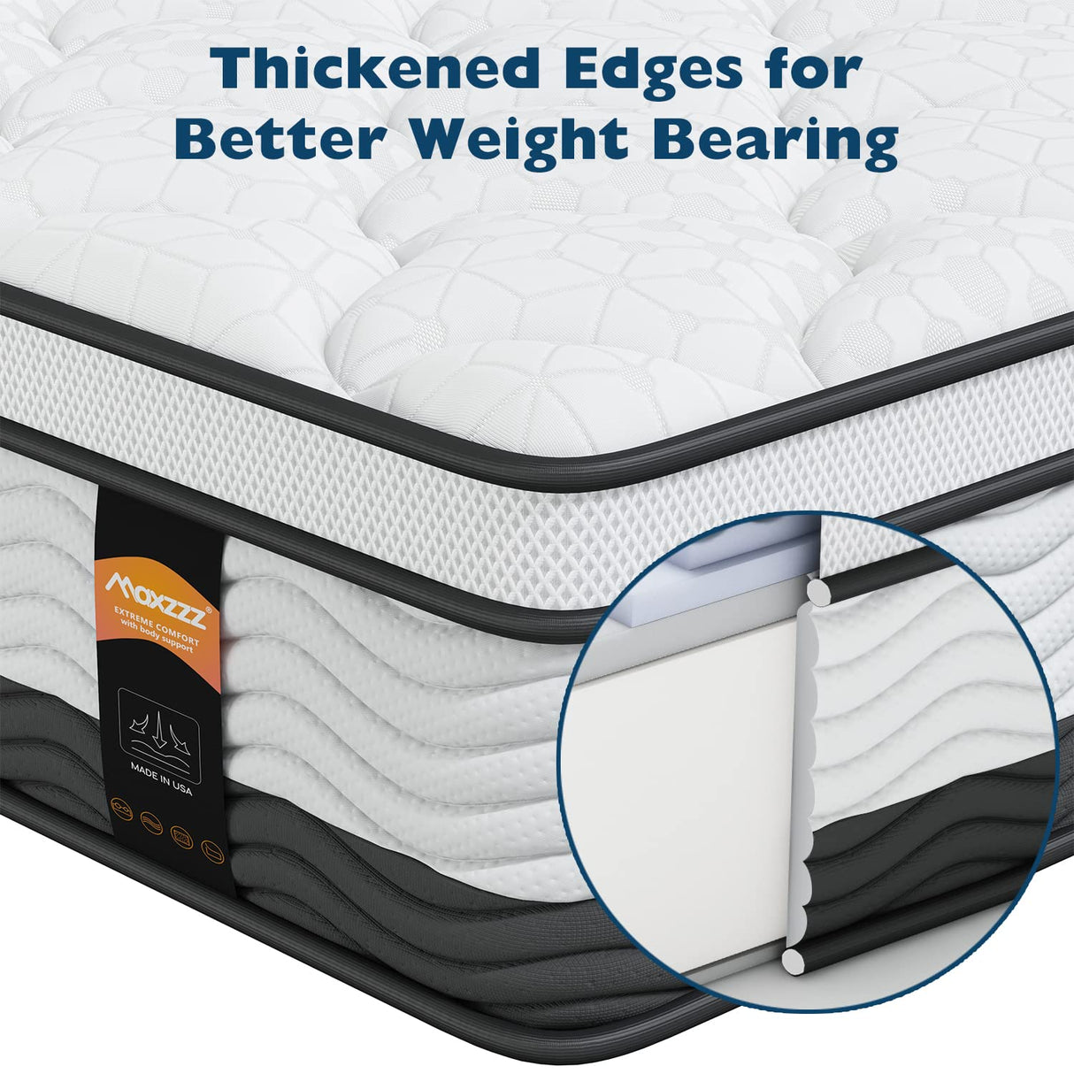 Maxzzz King Mattress in a Box 14 Inch Bamboo & Gel Infused Memory Foam Pocket Spring Hybrid Mattress - Medium Firm - Pressure Relief - CertiPUR-US Certified Maxzzz