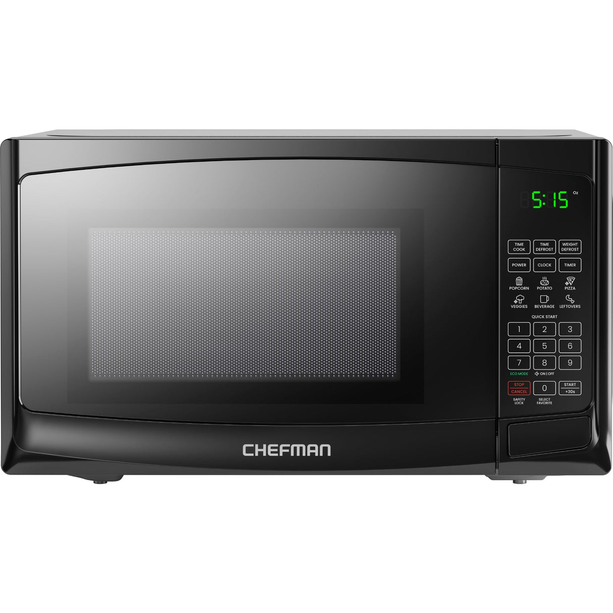 Chefman Countertop Microwave Oven 0.9 Cu. Ft. with Digital Display, 900 Watts, 6 Auto Menus, 10 Power Levels, Eco Mode, Memory Function, Mute Option, Child Safety Lock, Easy Clean Chefman