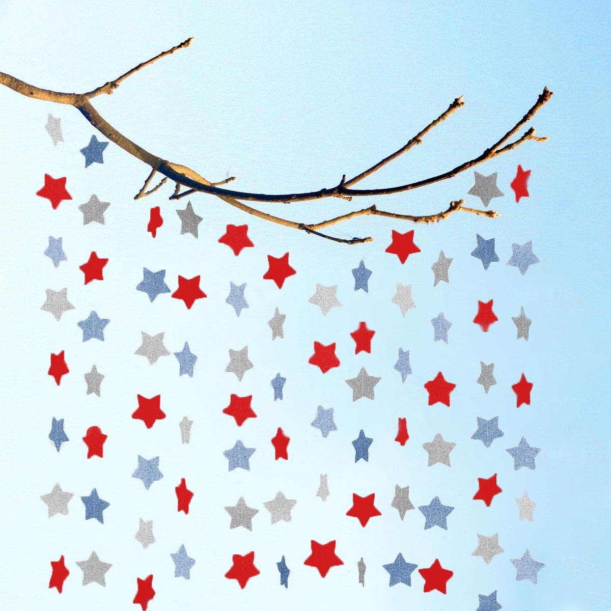 6 Pack Patriotic Star Streamers Garland Red White Blue Bunting Banner Paper Hanging Decorations for 4th of July American Independence Day Labor Day Holiday Memorial Day Party Supplies (50 Feet) TTSAM
