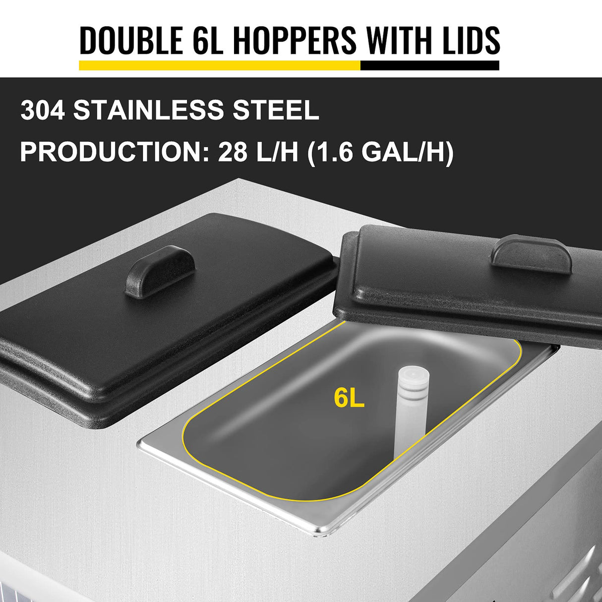 VEVOR Commercial Soft Ice Cream Machine, 2200W Serve Yogurt Maker, 3 Flavors Ice Cream Maker, 5.3 to 7.4 Gallons per Hour Auto Clean LCD Panel for Restaurants Snack Bars, Stainless Steel VEVOR