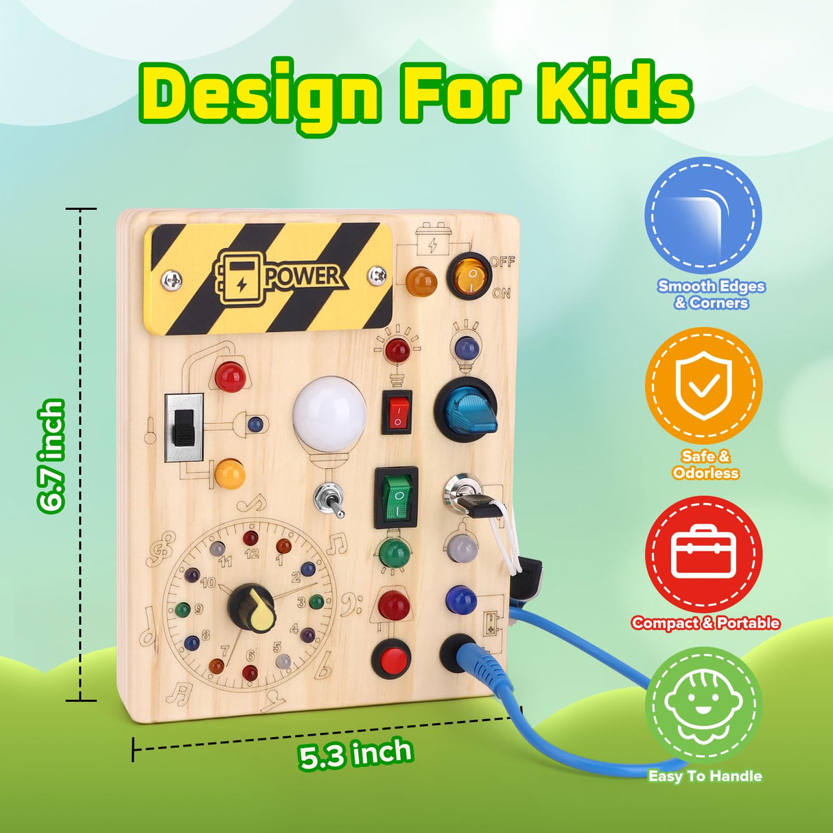 wakeInsa Montessori Busy Board,Montessori Toys for 1-3 Years Old,Baby Sensory Board,Preschool Learning Activities,Wooden Toys for Toddler,Christmas & Birthday Gift for Boys & Girls wakeInsa