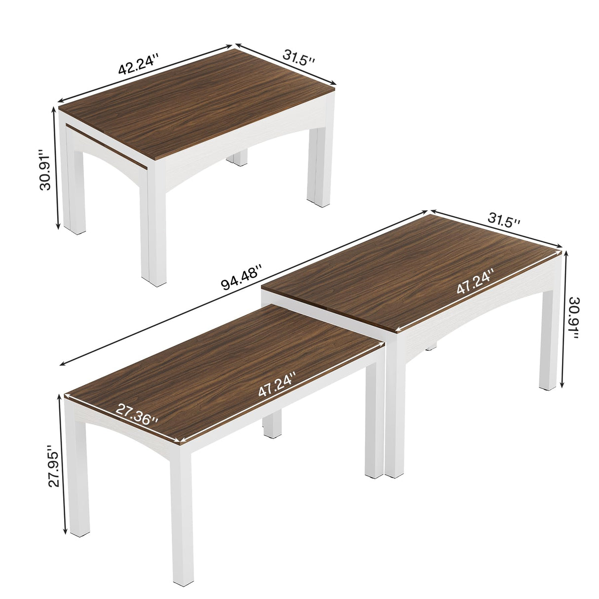 Tribesigns 94.5” Two Person Desk, Extendable Long Double Desk for 2 Person, Modern Computer Desk Study Writing Table for Office, Brown & White Tribesigns