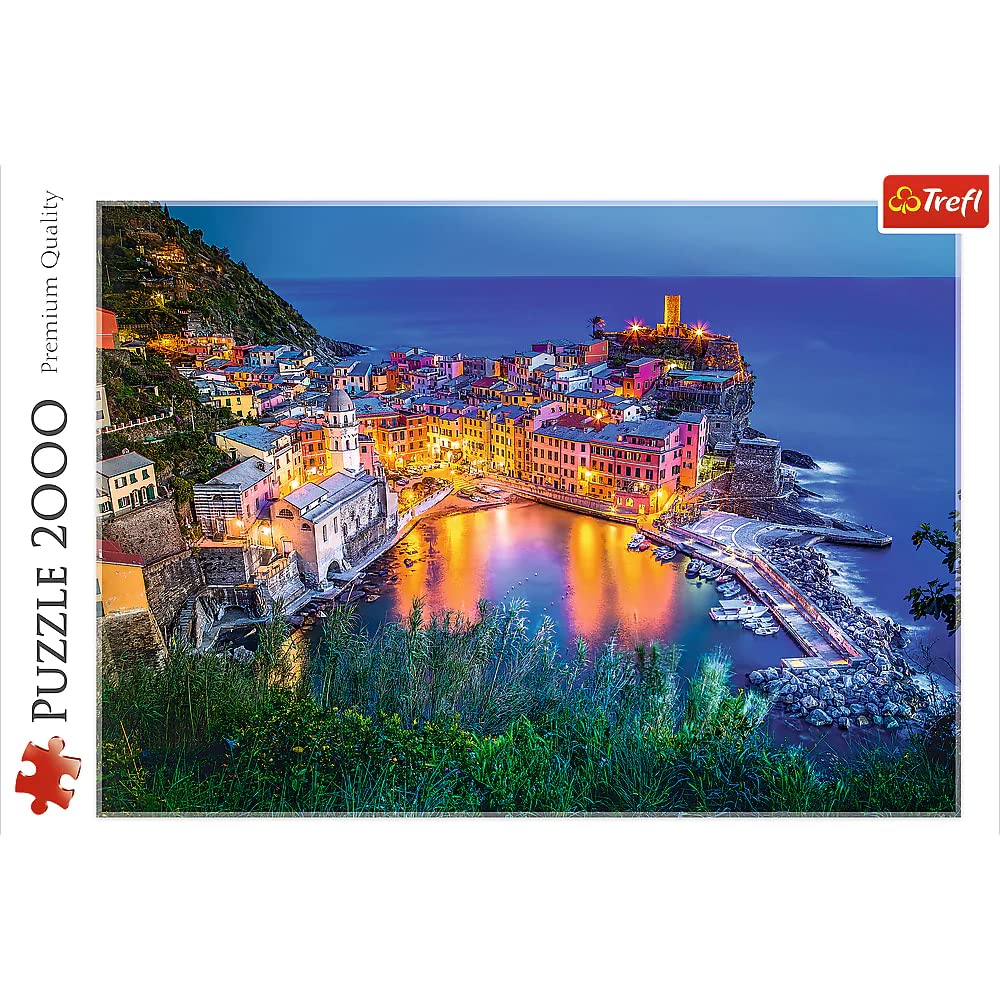 Trefl Vernazza at Dusk 2000 Piece Jigsaw Puzzle Red 38"x27" Print, DIY Puzzle, Creative Fun, Classic Puzzle for Adults and Children from 15 Years Old Trefl