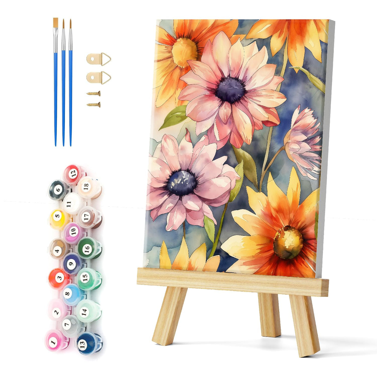 Natuyalo Sunflower Paint by Numbers Kit for Adults Framed, Flowers Paint by Number Kits with Frame, Acrylic Adult Paint by Number Kits on Canvas for Home Decor Gift 12x16 Inch Natuyalo