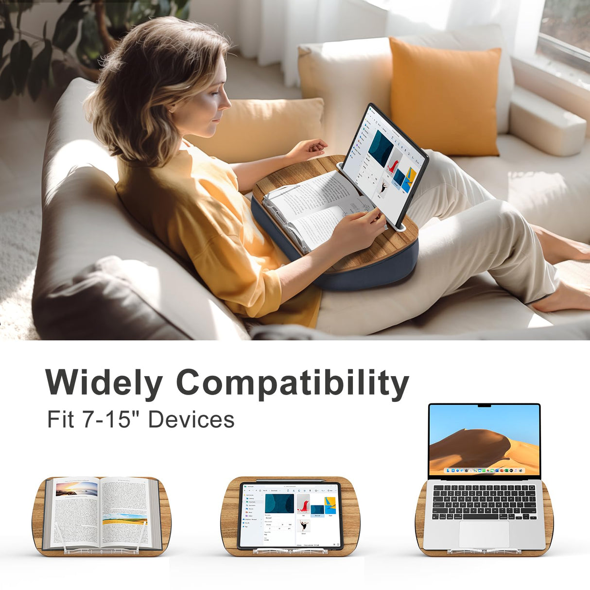 ERGONOV Lap Beanbag Book Stand for Hands Free Reading Comfortable Reading Pillow Stand Minimize Neck Strain Perfect Idea for Book Lovers in Dorm Room or Anywhere Else with Bookseat(Gray) ERGONOV