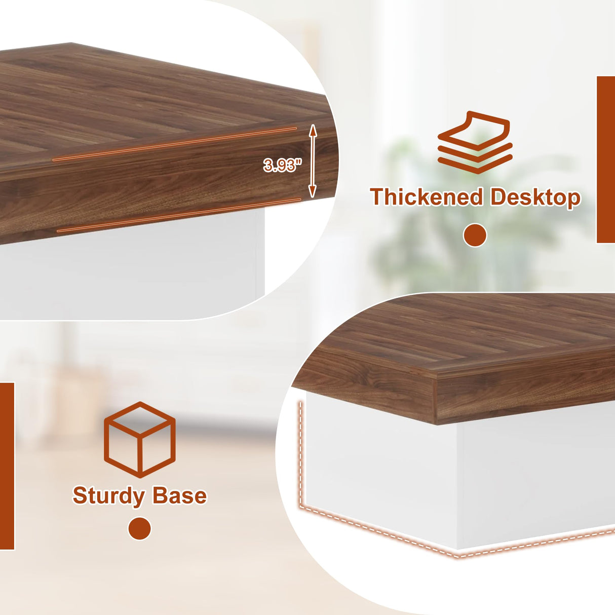 Osparple LED Coffee Table with Storage, 35" Small Square Coffee Table Modern Wooden Accent Center Sofa Side Tables for Living Room, Brown & White Osparple