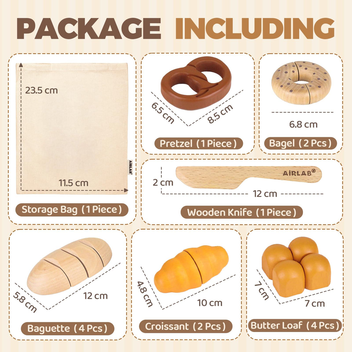 Wooden Play Food Bakery Toy Sets for Kids Kitchen Grocery Pretend Fake Food Accessories Playsets for Kids Ages 4-8 Birthday Gift for Boys Girls Educational Toys Airlab