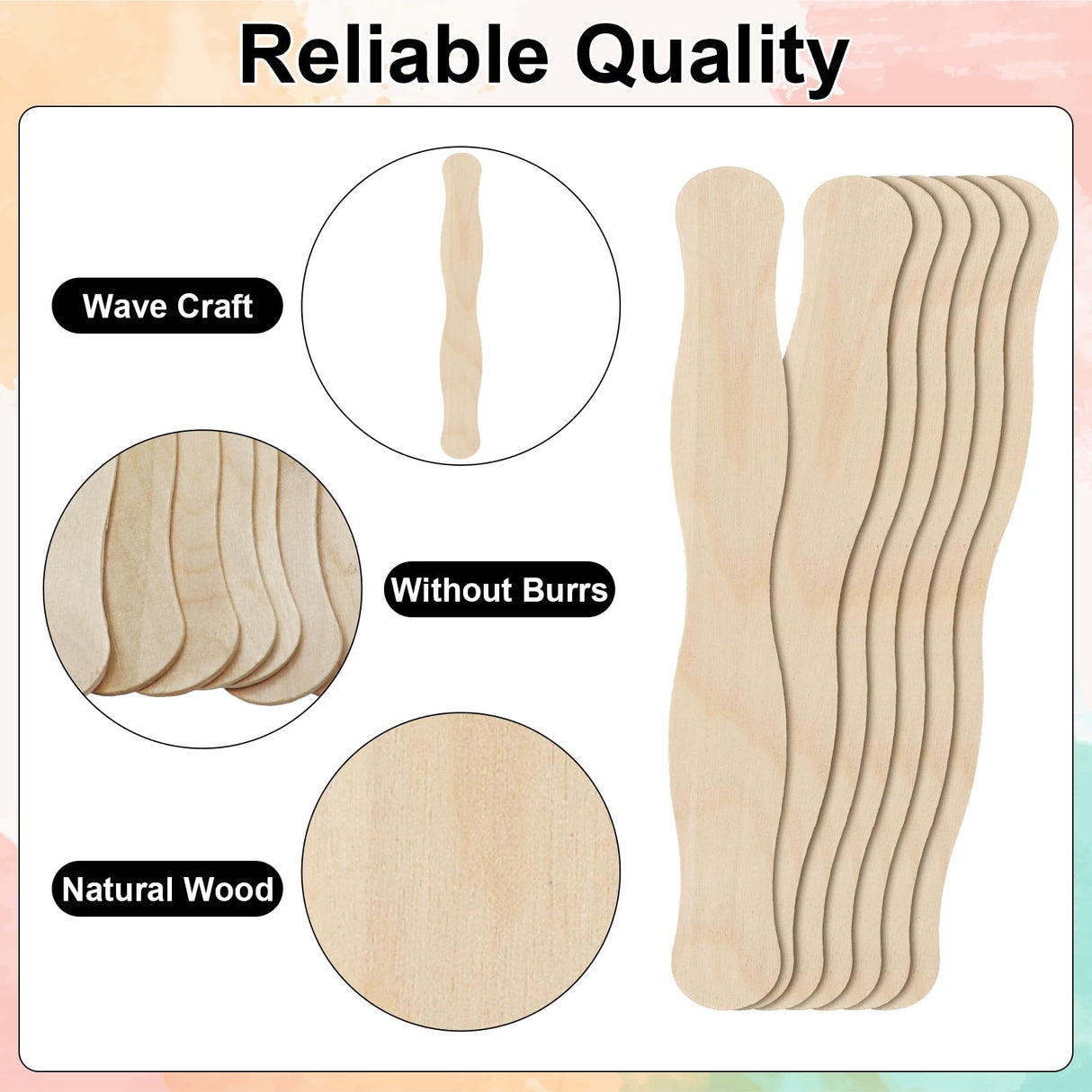 LOTMER 150 Pcs Church Fans Handheld Set, 100 Sheet Double Sided Paper Church Fans with 50 Pcs Wavy Wooden Sticks, Double Sided Paper Church Fans for DIY Crafting Painting (6.5X7.25in) LOTMER