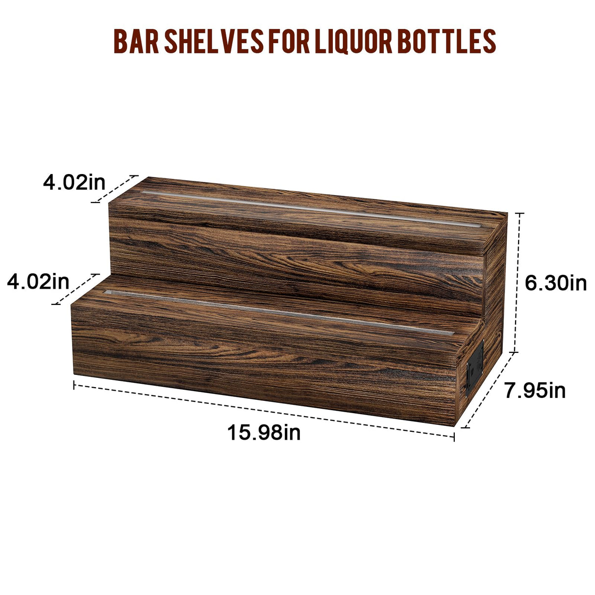 TIRYIUOU LED Lighted Bottle Display Shelf, 2 Pack Bar Shelf, Tabletop Wine Rack, Coffee Syrup Organizer, Home Bar Stand for Liquor Bottles, Mini Bar TIRYIUOU