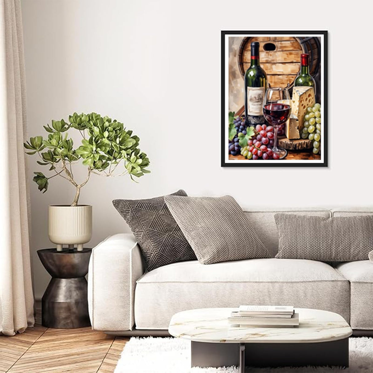 PUAGEMTI Grapes Wine Diamond Painting Kits, Drinks Flowers 5D Diamond Painting for Adults DIY Full Drill Sparkling Diamond Painting Decorate The Room 12x16 inch PUAGEMTI