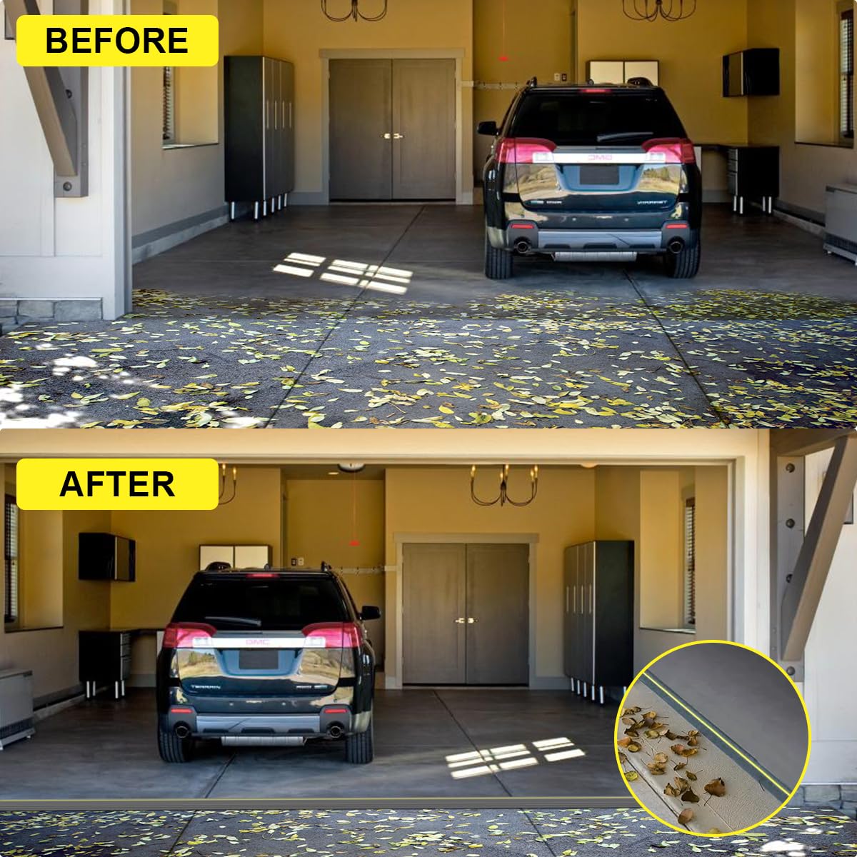 VUAOHIY Universal Garage Door Bottom Threshold Seal Rubber Strip with Adhesives, DIY Weatherproof Weather Stripping Replacement (16FT, Gray) VUAOHIY