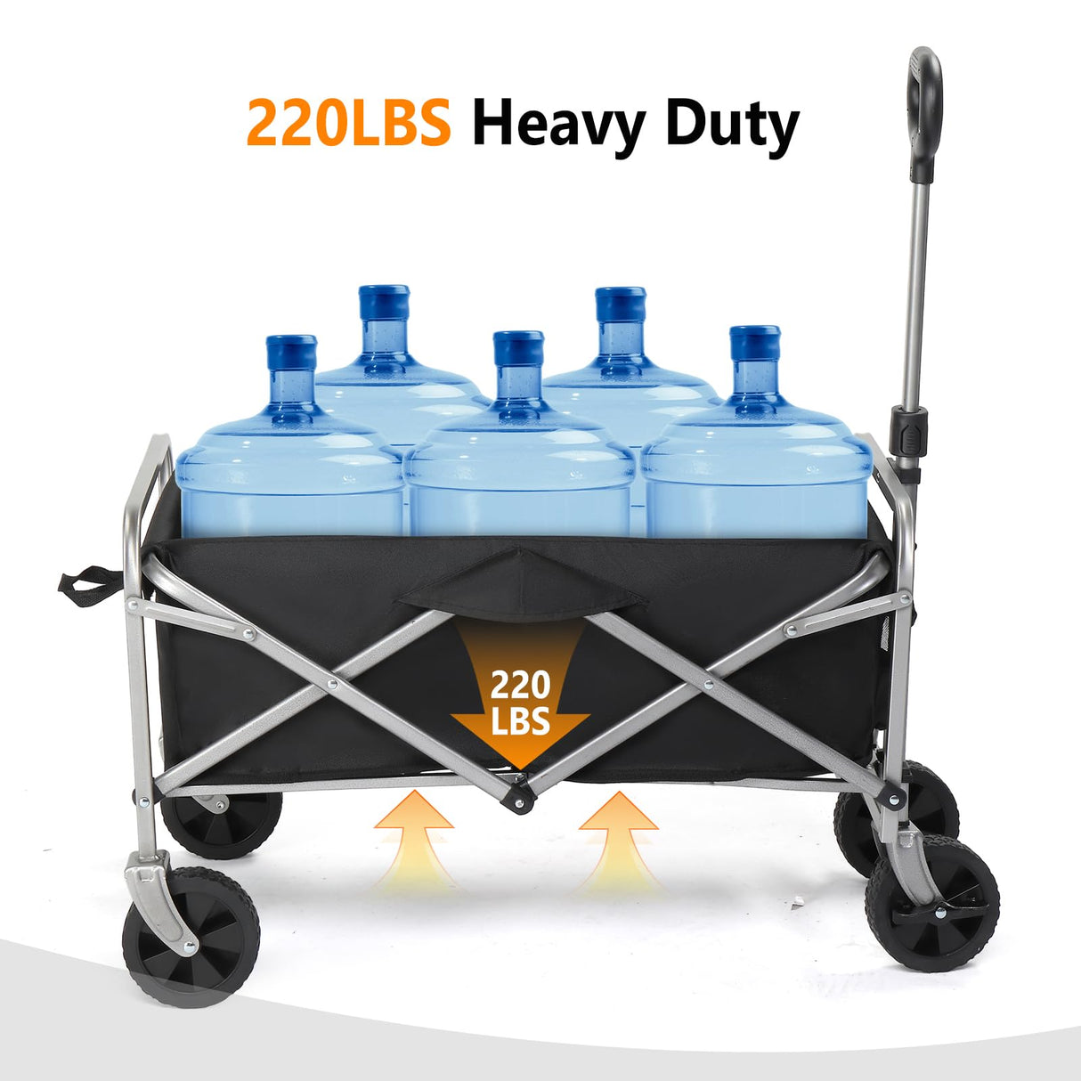 Kshioe Collapsible Wagon, Beach Wagon with Big Wheels for Sand, Grocery Wagon All-Terrain Wheels Garden Grocery Wagon for Shopping Park Picnic, Camping, Beach Trip Kshioe