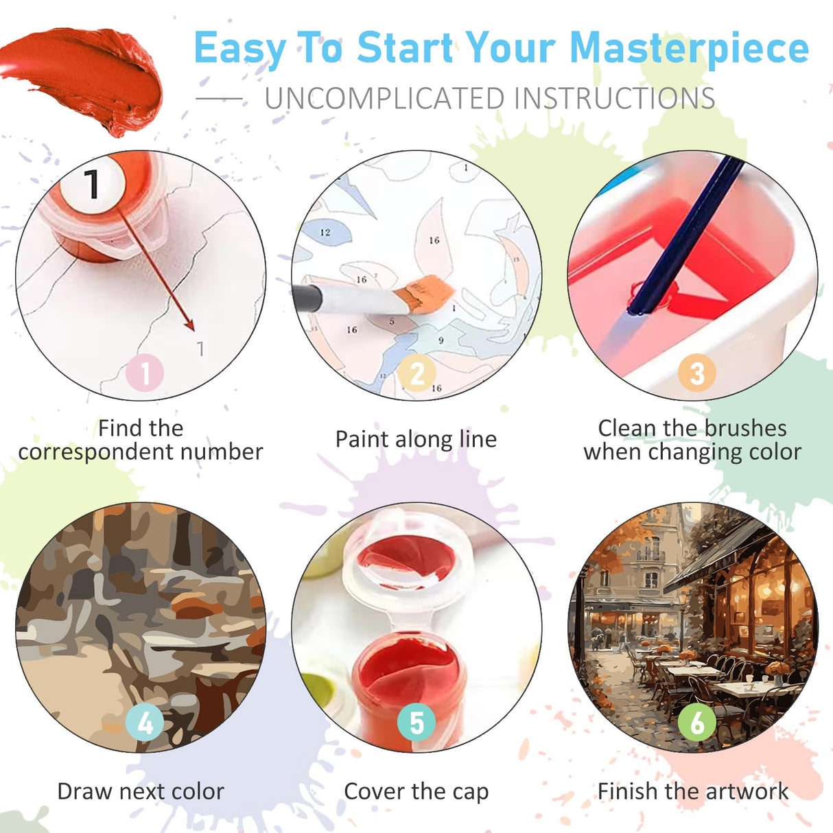 Paint by Numbers Kit for Adults- Street Cafe Adult Paint by Number Kits on Canvas for Beginners, Fall Scene DIY Acrylic Oil Number Painting Kits for Home Wall Decor Gift 16"x 20" (without Frame) Offito