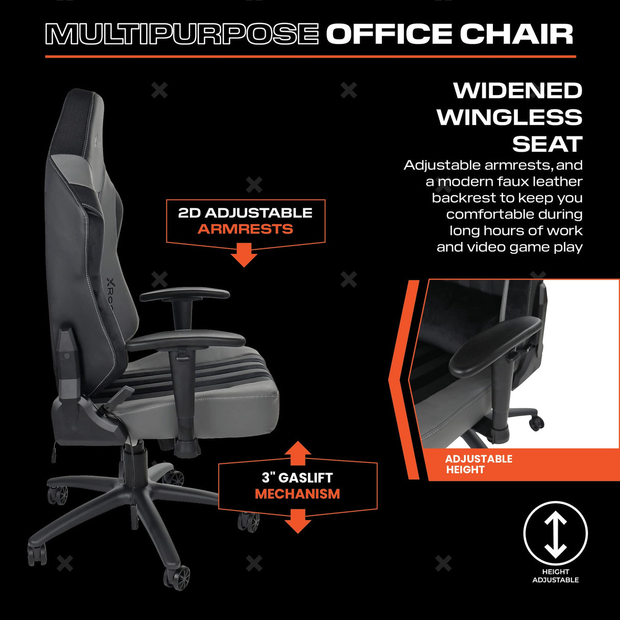 X Rocker Sigma PC Computer Gaming Office Desk Chair, with Headrest RGB LED Lights, Adjustable Seat and Armrest, 0780401, 24.41" x 49.8" x 20.87", Black X Rocker