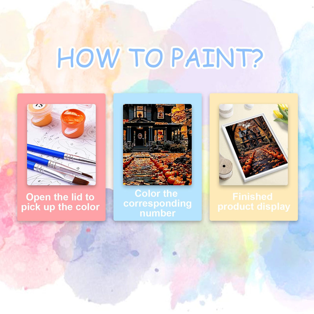 Landscape Paint by Number for Adults-Paint by Numbers for Adults Halloween, House Painting by Numbers for Gift Home Wall Decor (Halloween, 16x20 inch) HITO