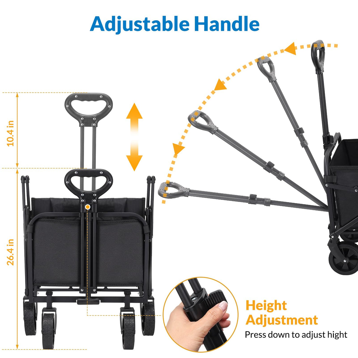 Collapsible Wagon Cart,Portable Folding Wagon, Smart Utility Foldable Outdoor Garden Wagon Cart for Sports, Shopping, Camping 75L Capacity GUDNYCE