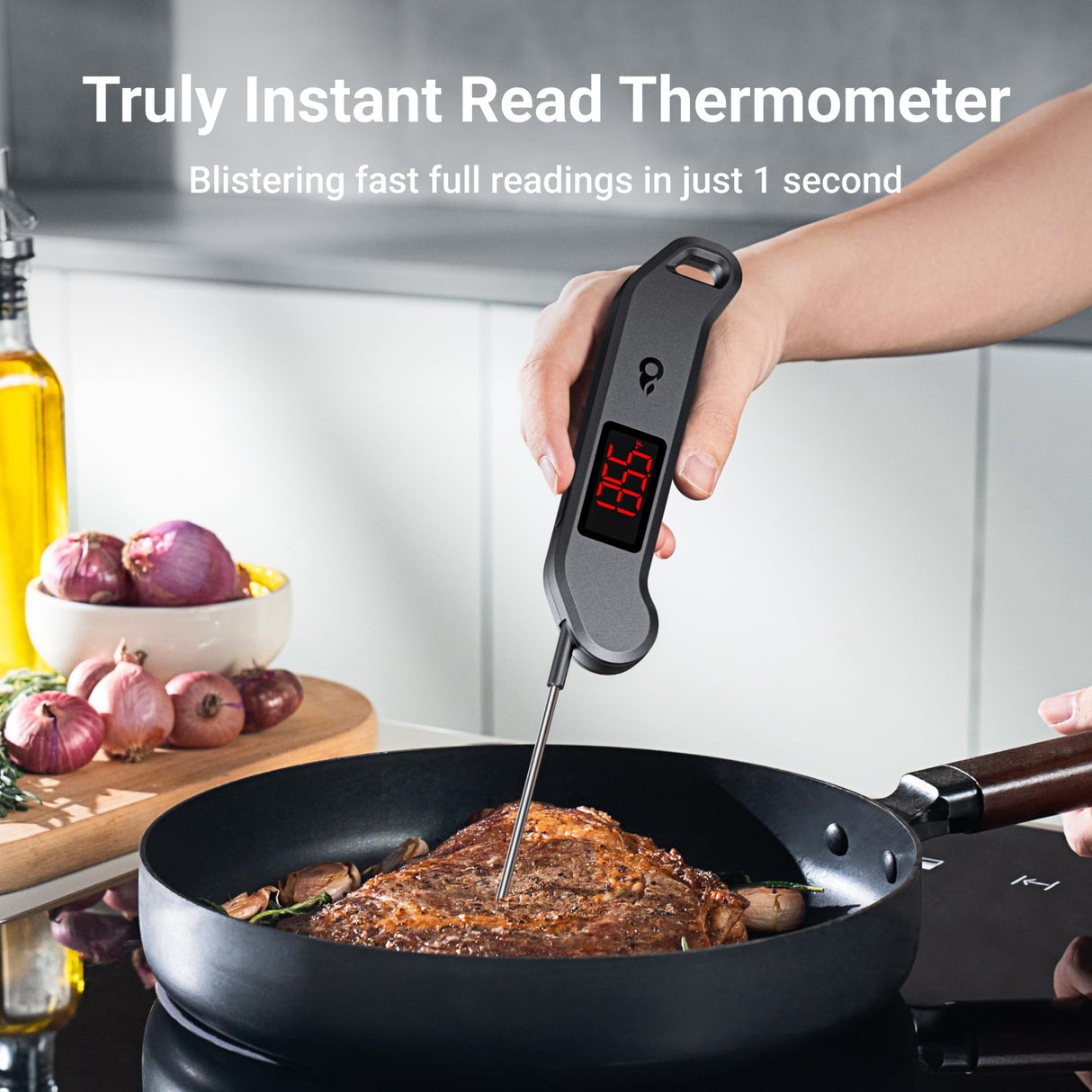 ThermoMaven Professional Meat Thermometer Digital, 1 Sec Instant Read, NIST Certified Accurate to ±0.5℉, Ultra Bright LED Screen, 100% Waterproof, Auto-Rotate, BBQ/Smoker/Candy, Valentines Gift, Black ThermoMaven