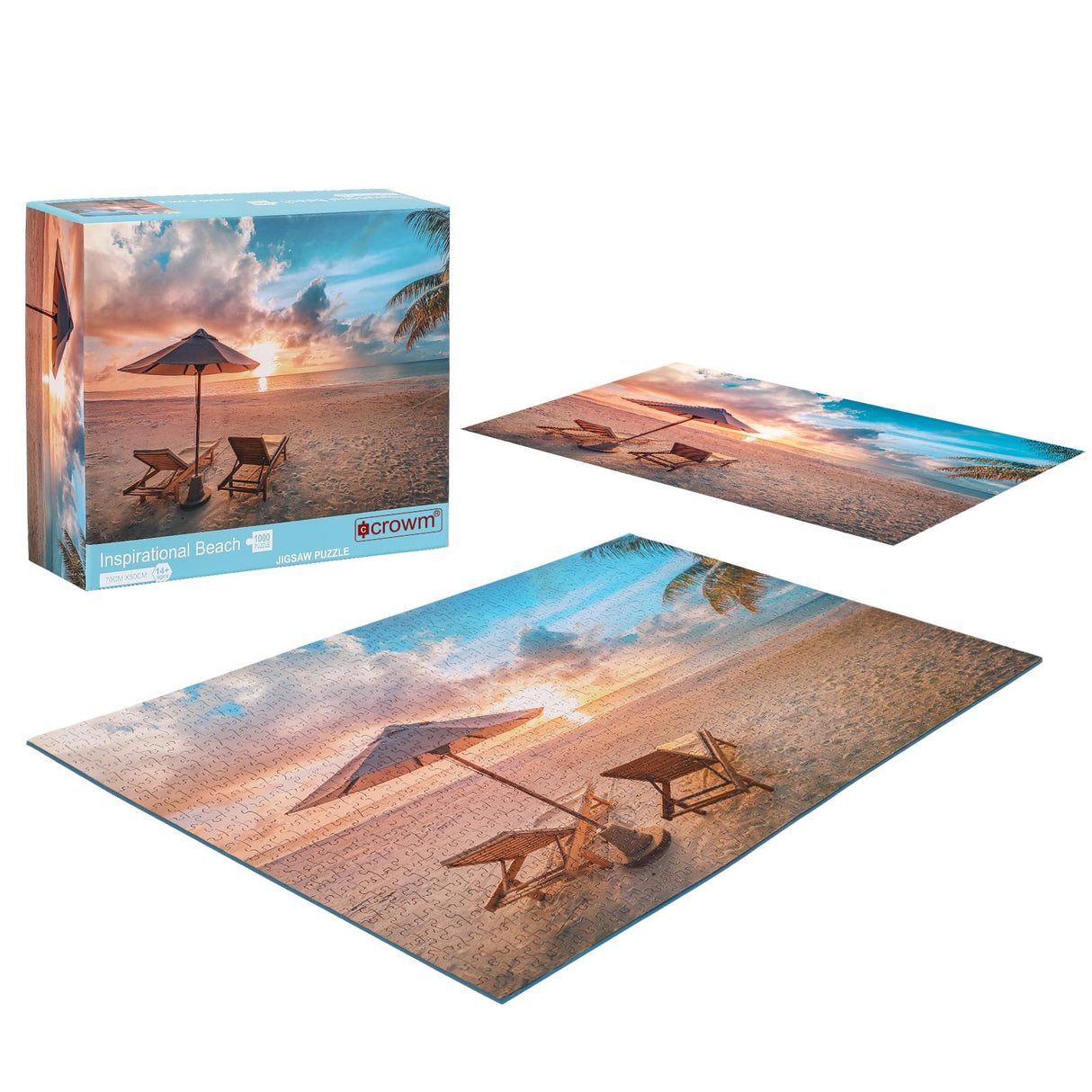 crowm 1000 Piece Puzzle for Adults, Hawaii Challenging Jigsaw Puzzles Families Beautiful Beach Scenes for Game Nights Large Puzzles Sunrise Sunset crowm