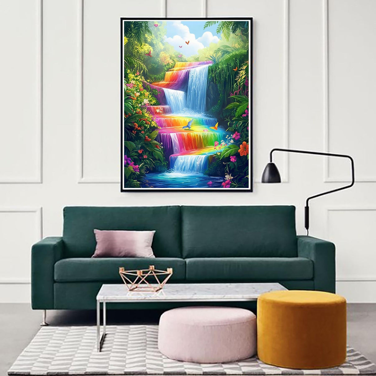 Zariocy 5D Diamond Art Kits for Adults Rainbow Falls, DIY Diamond Painting Art Landscape Round Full Drill Crystal Diamond Embroidery Paintings Arts Craft for Home Office Wall Decor 12x16 inch Zariocy