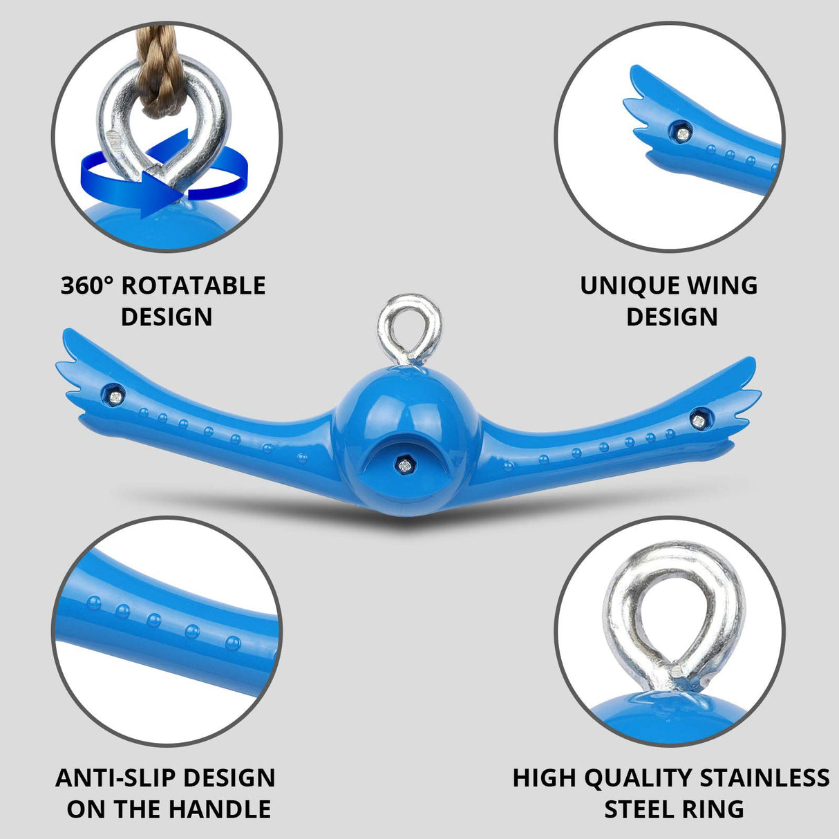 YAMIPROBI Ninja-Twister Swing Spins Set: Slackline Attachments - 360° Handle Twist-Spin Flips Toy Activate Ninja Powers Warrior Accessories Kids Hang Toys for Playground Backyard Blue YAMIPROBI