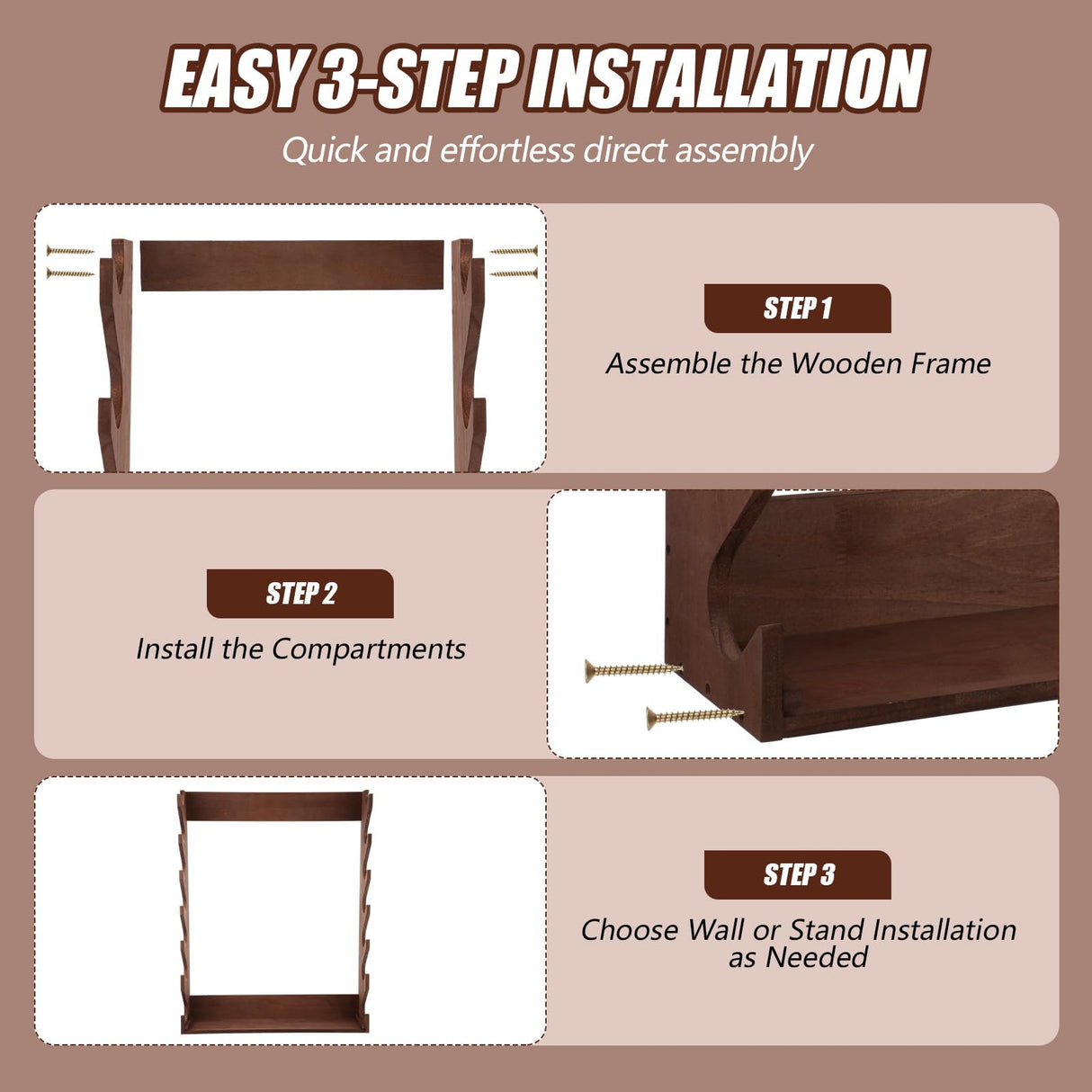 DoubleFill Gun Rack Storage Wooden Gun Rack Display Stand Wall Mount Indoor Holder for up to 7 Rifles or Shotguns Heavy Duty Wall Storage Display Rifle DoubleFill