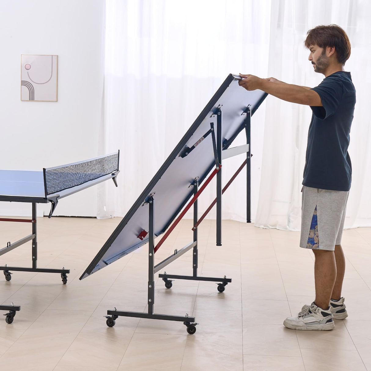VEVOR Ping Pong Table, Professional Table Tennis Game, Indoor MDF Portable Table Tennis Table, Foldable Ping Pong Table with Quick Clamp Net and Lockable Wheel, 10 Minute Easy Assembly, 12mm Tabletops VEVOR