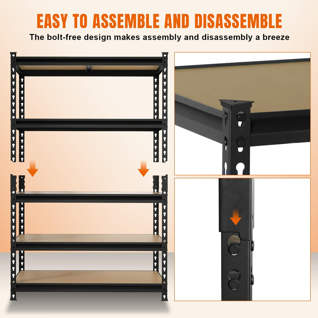 BIG RED Storage Shelving Unit, 5-Tier Adjustable, Heavy Duty Metal Garage Shelves/Utility Rack for Kitchen, Pantry, Basement, Bathroom, Laundry - 2,000 lbs Capacity, Black, 72" H x 48" W x 18" D BIG RED