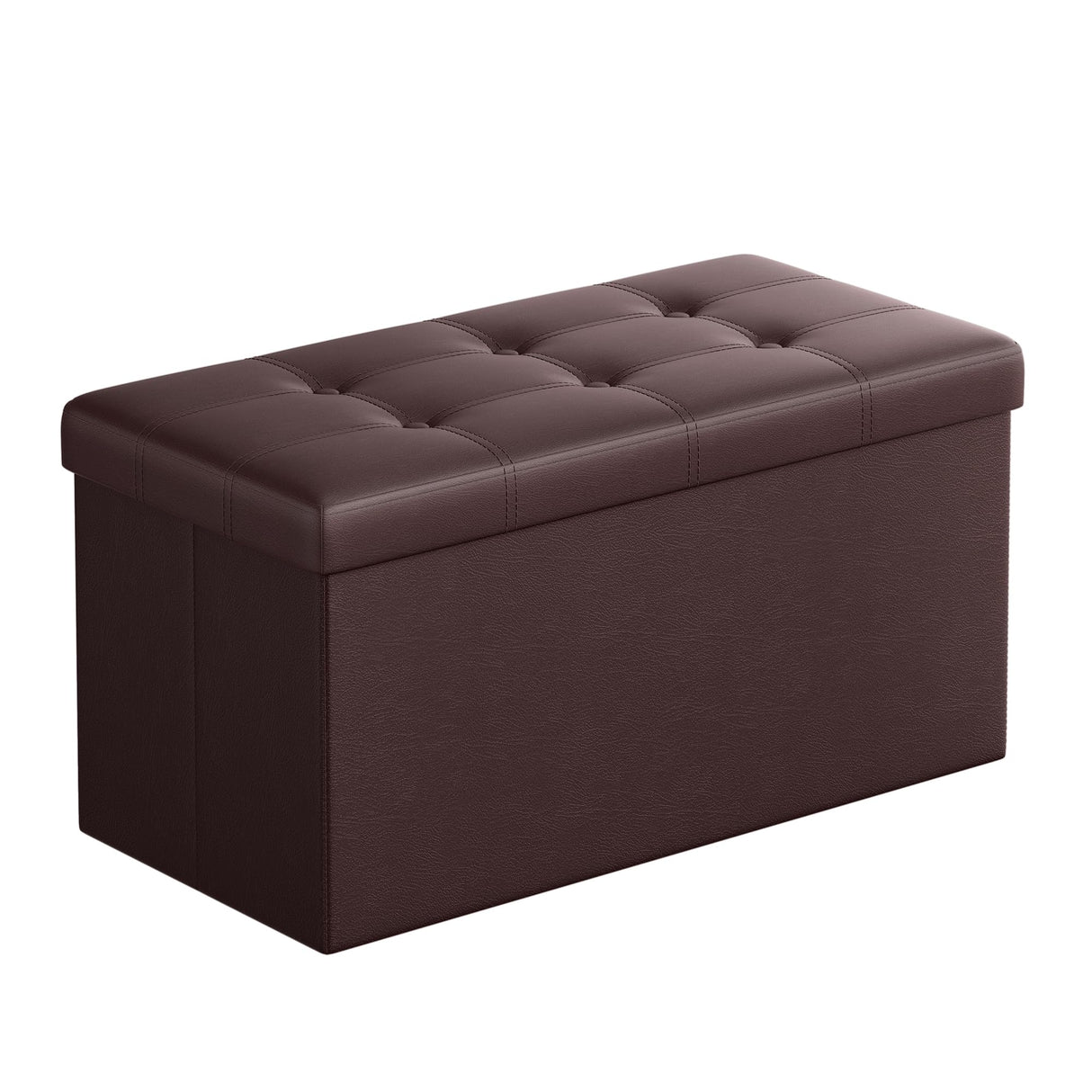 SONGMICS MAZIE Collection - 30 Inches Folding Storage Ottoman Bench, Ottoman with Storage, Foot Rest Stool, Load 660 lb, for Living Room, Synthetic Leather, Brown ULSF40Z SONGMICS