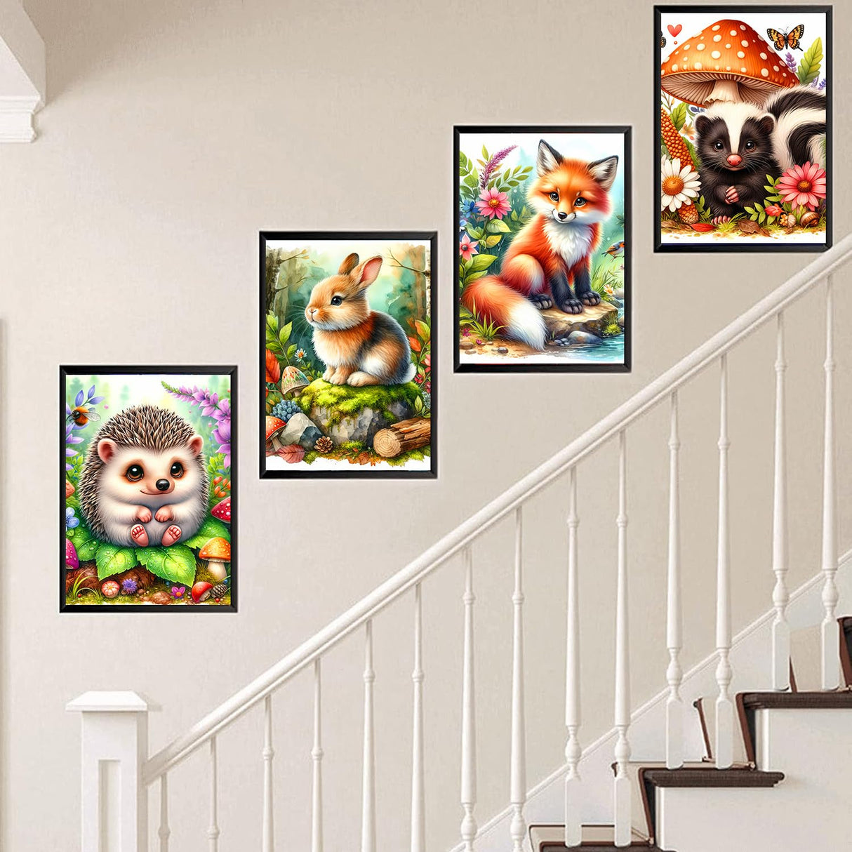 Axquilon 4 Pack Animal Diamond Art Kits for Adults- Cute Animals Diamond Painting Kits for Beginners, 5D DIY Round Full Drill Fox Gem Art for Adults, Paint by Diamonds 9.8x13.7inch Axquilon